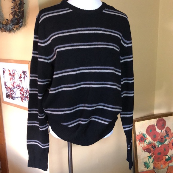 AYC By Joshua Faulk Size XL Wool blend Stripe Clean Graphic $119 NEW - Picture 4 of 15